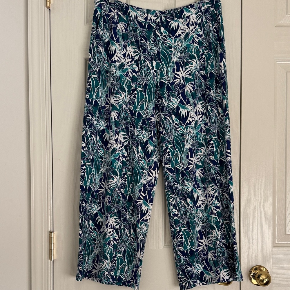 J.Jill Wearever Tropical Print Wide-leg Knit Crop Pants - Medium |NWT|